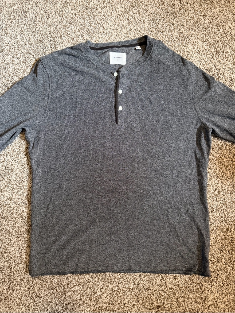 Billy Reid Charcoal Long-Sleeve Henley